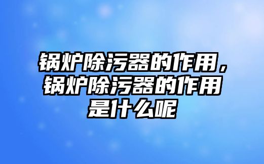 鍋爐除污器的作用，鍋爐除污器的作用是什么呢