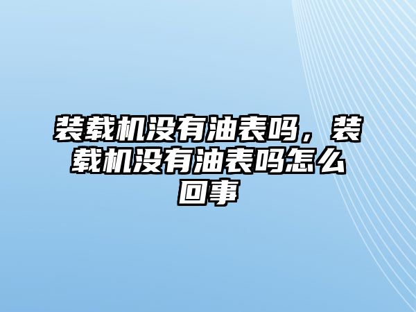 裝載機沒有油表嗎，裝載機沒有油表嗎怎么回事