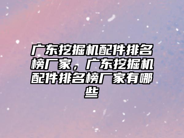 廣東挖掘機配件排名榜廠家，廣東挖掘機配件排名榜廠家有哪些