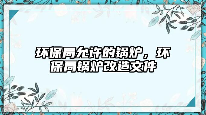 環(huán)保局允許的鍋爐，環(huán)保局鍋爐改造文件