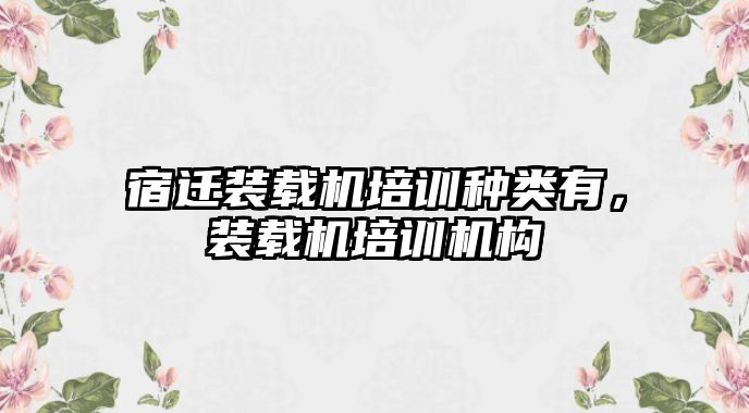 宿遷裝載機(jī)培訓(xùn)種類有，裝載機(jī)培訓(xùn)機(jī)構(gòu)