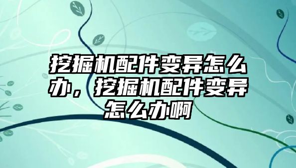 挖掘機配件變異怎么辦，挖掘機配件變異怎么辦啊