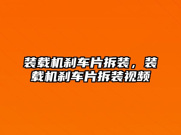 裝載機(jī)剎車片拆裝，裝載機(jī)剎車片拆裝視頻