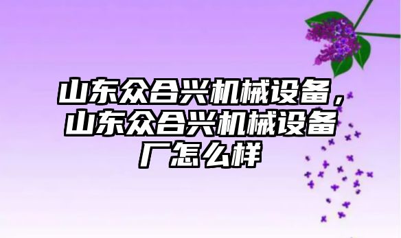 山東眾合興機械設備，山東眾合興機械設備廠怎么樣