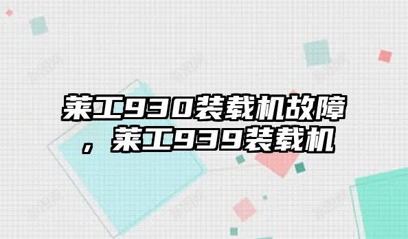萊工930裝載機(jī)故障，萊工939裝載機(jī)