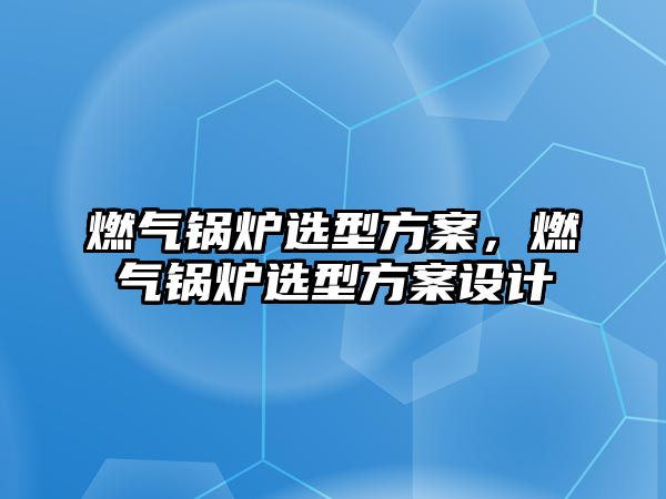 燃?xì)忮仩t選型方案，燃?xì)忮仩t選型方案設(shè)計(jì)