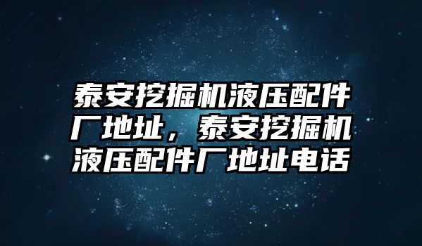 泰安挖掘機(jī)液壓配件廠地址，泰安挖掘機(jī)液壓配件廠地址電話