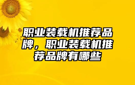 職業(yè)裝載機推薦品牌，職業(yè)裝載機推薦品牌有哪些