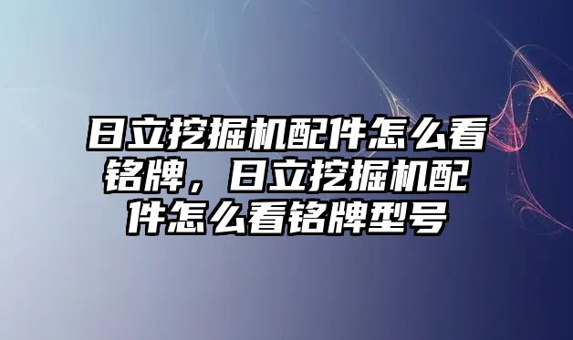 日立挖掘機(jī)配件怎么看銘牌，日立挖掘機(jī)配件怎么看銘牌型號