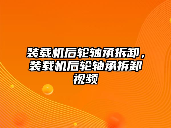 裝載機后輪軸承拆卸，裝載機后輪軸承拆卸視頻