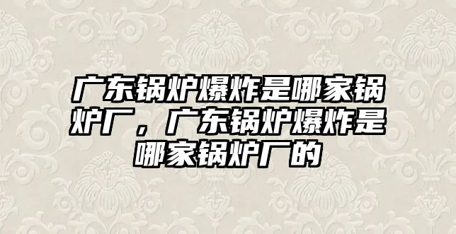 廣東鍋爐爆炸是哪家鍋爐廠，廣東鍋爐爆炸是哪家鍋爐廠的