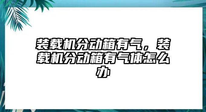 裝載機(jī)分動(dòng)箱有氣，裝載機(jī)分動(dòng)箱有氣體怎么辦