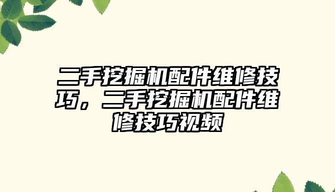 二手挖掘機配件維修技巧，二手挖掘機配件維修技巧視頻