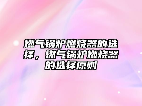 燃?xì)忮仩t燃燒器的選擇，燃?xì)忮仩t燃燒器的選擇原則