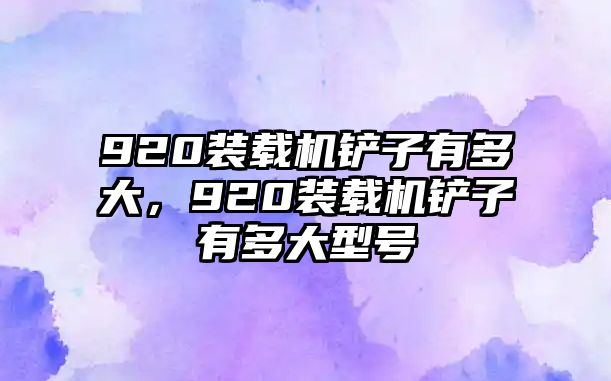 920裝載機鏟子有多大，920裝載機鏟子有多大型號