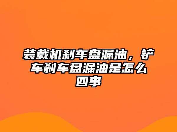 裝載機(jī)剎車盤漏油，鏟車剎車盤漏油是怎么回事