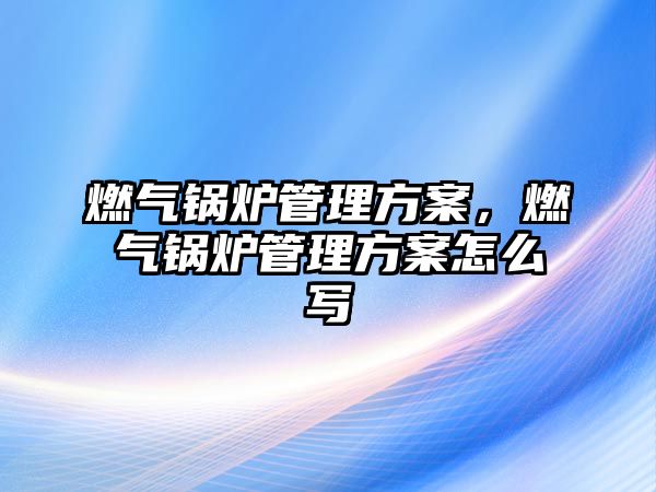 燃?xì)忮仩t管理方案，燃?xì)忮仩t管理方案怎么寫