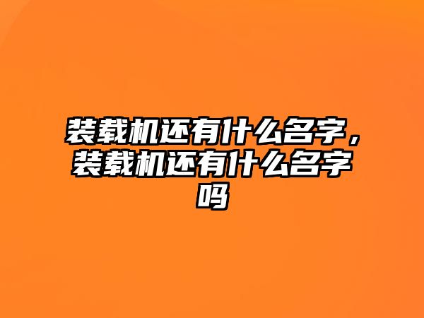 裝載機(jī)還有什么名字，裝載機(jī)還有什么名字嗎