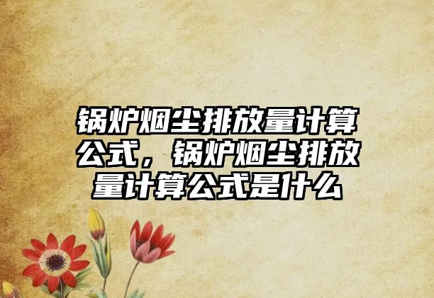 鍋爐煙塵排放量計(jì)算公式，鍋爐煙塵排放量計(jì)算公式是什么