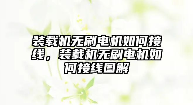 裝載機無刷電機如何接線，裝載機無刷電機如何接線圖解