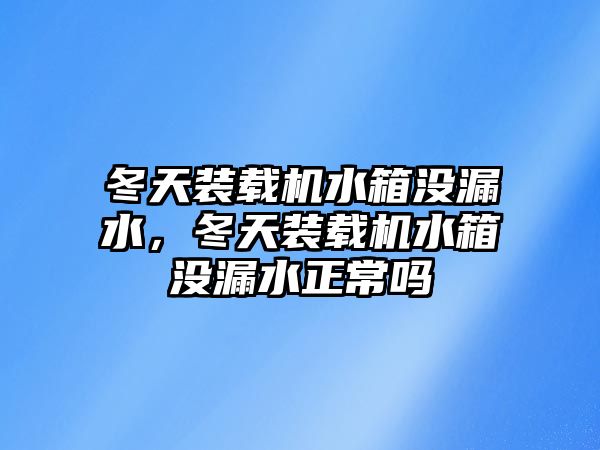 冬天裝載機水箱沒漏水，冬天裝載機水箱沒漏水正常嗎