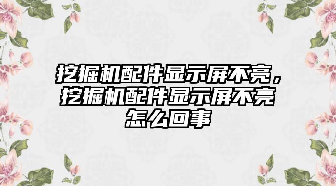 挖掘機配件顯示屏不亮，挖掘機配件顯示屏不亮怎么回事