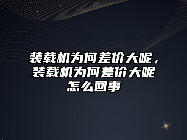 裝載機為何差價大呢，裝載機為何差價大呢怎么回事