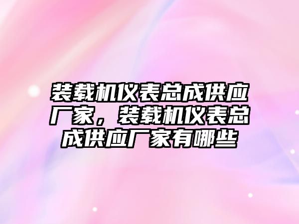 裝載機(jī)儀表總成供應(yīng)廠家，裝載機(jī)儀表總成供應(yīng)廠家有哪些