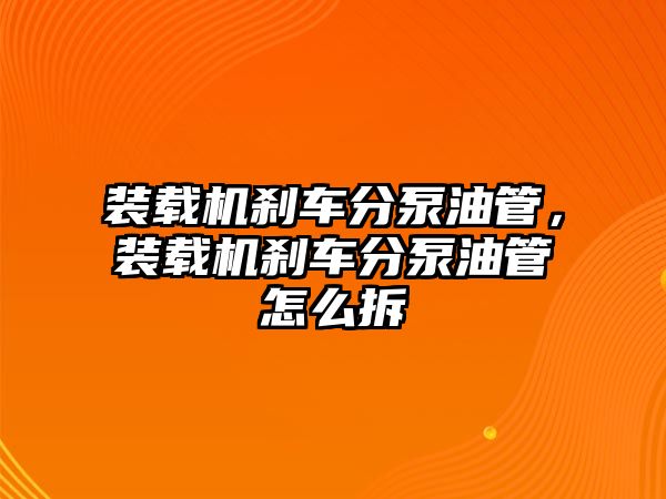 裝載機剎車分泵油管，裝載機剎車分泵油管怎么拆