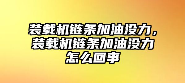 裝載機鏈條加油沒力，裝載機鏈條加油沒力怎么回事