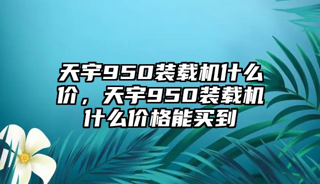 天宇950裝載機(jī)什么價(jià)，天宇950裝載機(jī)什么價(jià)格能買到