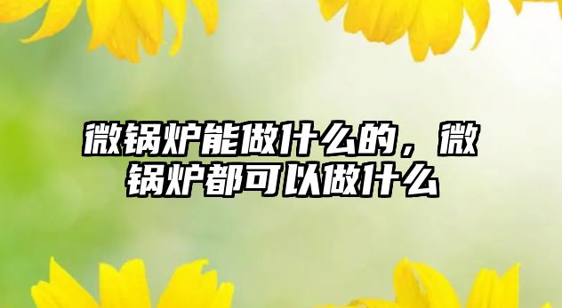 微鍋爐能做什么的，微鍋爐都可以做什么