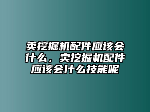 賣挖掘機配件應該會什么，賣挖掘機配件應該會什么技能呢