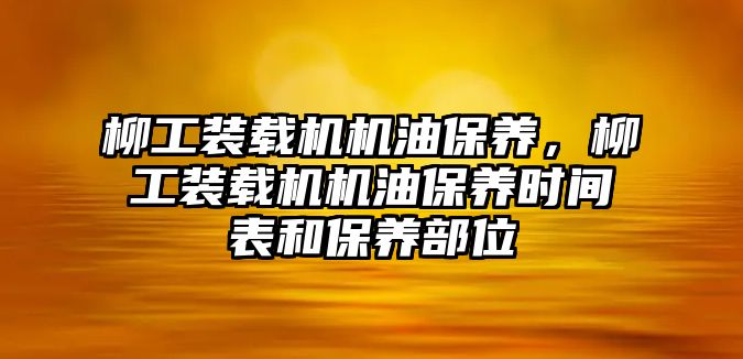 柳工裝載機(jī)機(jī)油保養(yǎng)，柳工裝載機(jī)機(jī)油保養(yǎng)時(shí)間表和保養(yǎng)部位