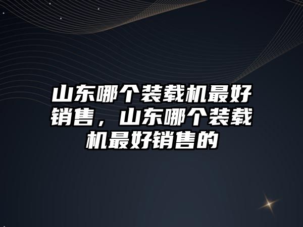 山東哪個裝載機最好銷售，山東哪個裝載機最好銷售的