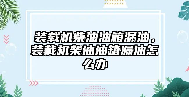 裝載機(jī)柴油油箱漏油，裝載機(jī)柴油油箱漏油怎么辦