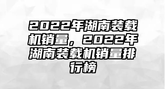 2022年湖南裝載機(jī)銷量，2022年湖南裝載機(jī)銷量排行榜