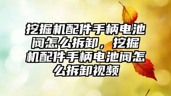 挖掘機配件手柄電池閥怎么拆卸，挖掘機配件手柄電池閥怎么拆卸視頻