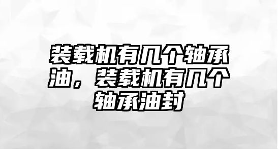 裝載機有幾個軸承油，裝載機有幾個軸承油封