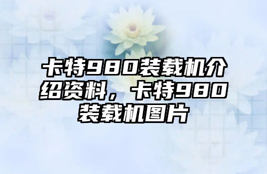 卡特980裝載機(jī)介紹資料，卡特980裝載機(jī)圖片