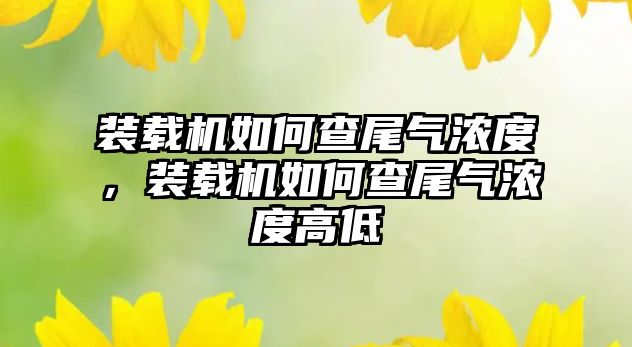 裝載機如何查尾氣濃度，裝載機如何查尾氣濃度高低