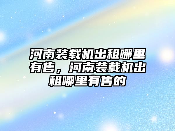 河南裝載機出租哪里有售，河南裝載機出租哪里有售的