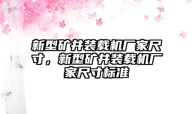 新型礦井裝載機廠家尺寸，新型礦井裝載機廠家尺寸標(biāo)準(zhǔn)