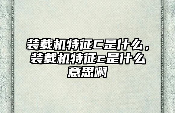 裝載機特征C是什么，裝載機特征c是什么意思啊