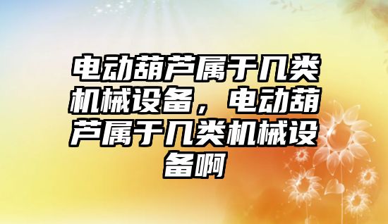 電動葫蘆屬于幾類機械設備，電動葫蘆屬于幾類機械設備啊