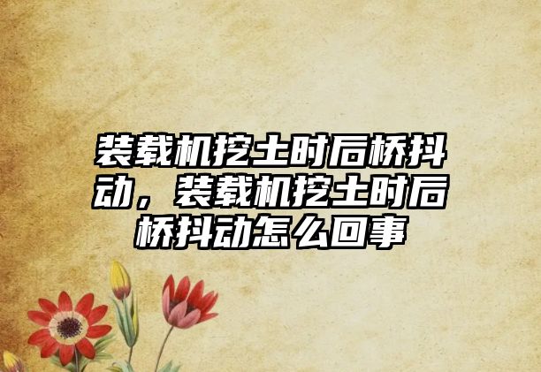 裝載機(jī)挖土?xí)r后橋抖動(dòng)，裝載機(jī)挖土?xí)r后橋抖動(dòng)怎么回事