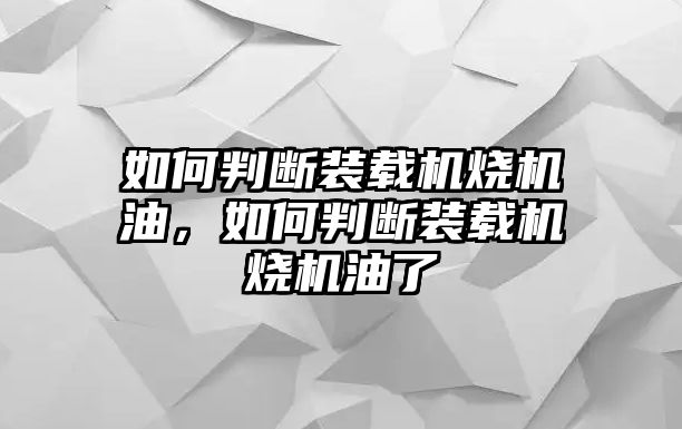 如何判斷裝載機燒機油，如何判斷裝載機燒機油了