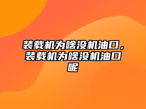 裝載機(jī)為啥沒機(jī)油口，裝載機(jī)為啥沒機(jī)油口呢