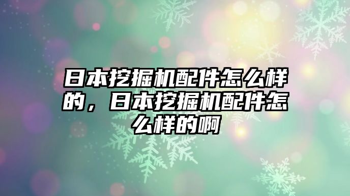 日本挖掘機配件怎么樣的，日本挖掘機配件怎么樣的啊