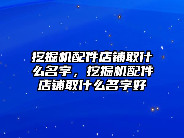 挖掘機(jī)配件店鋪取什么名字，挖掘機(jī)配件店鋪取什么名字好